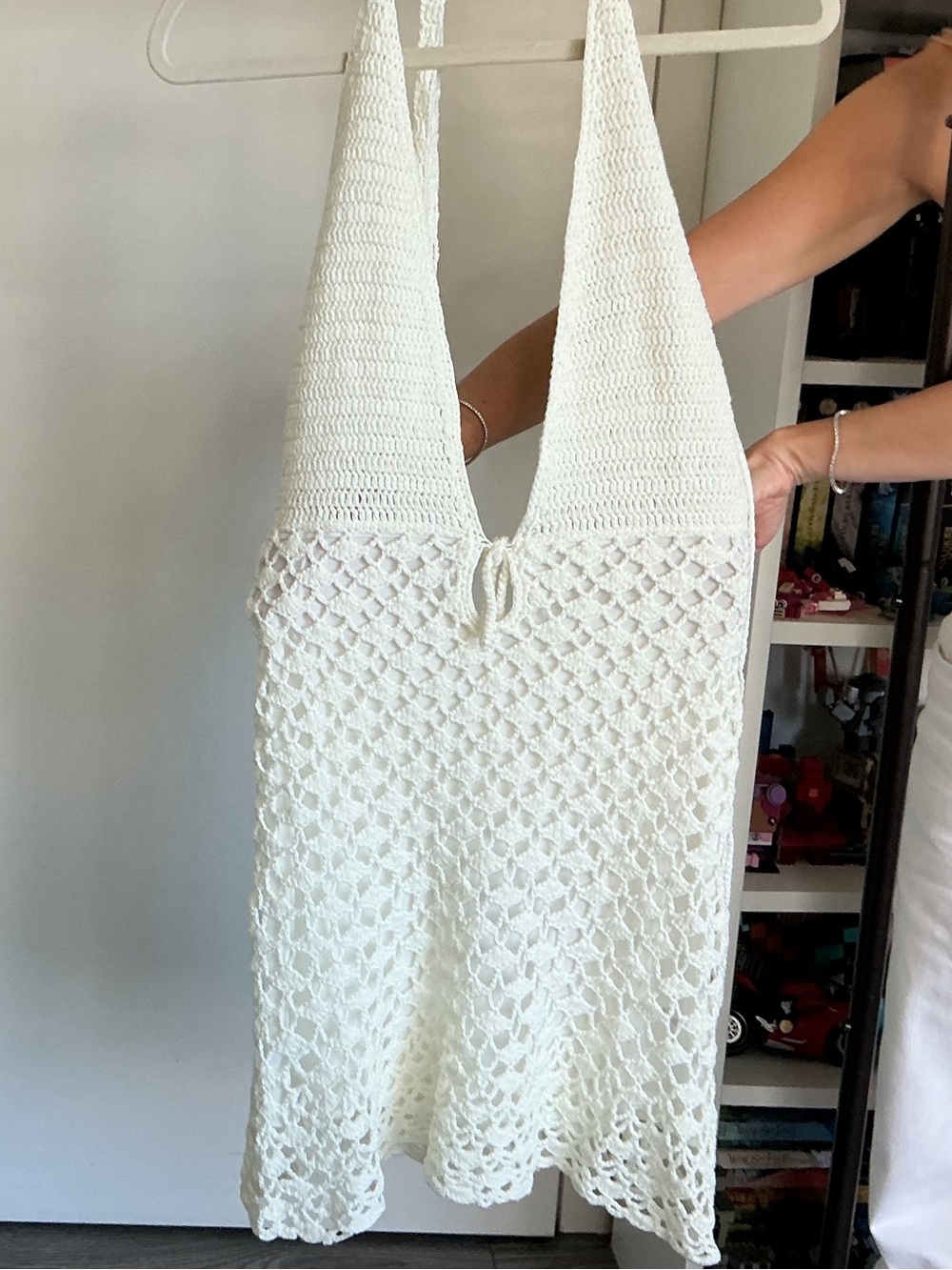 Beginning Boutique White Crochet Mini Dress